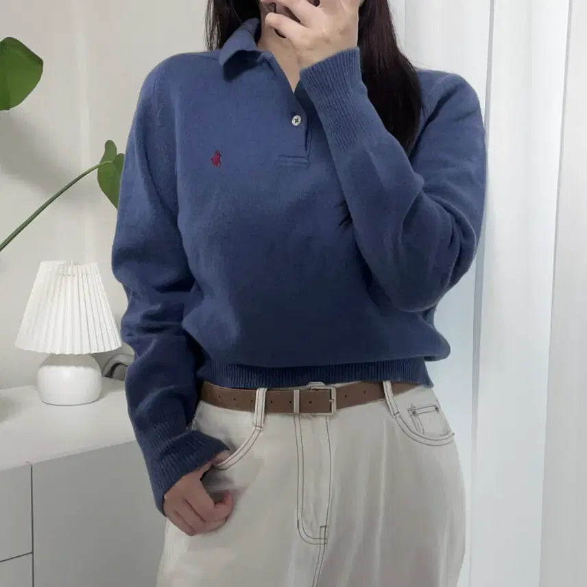 [BUNJANG] Polo Ralph Lauren Deep Sora / Burgundy Pony Lambswool Knit Sweater / 폴로 딥소라 / 버건디포니 램울 카라니트 [ 95 ]