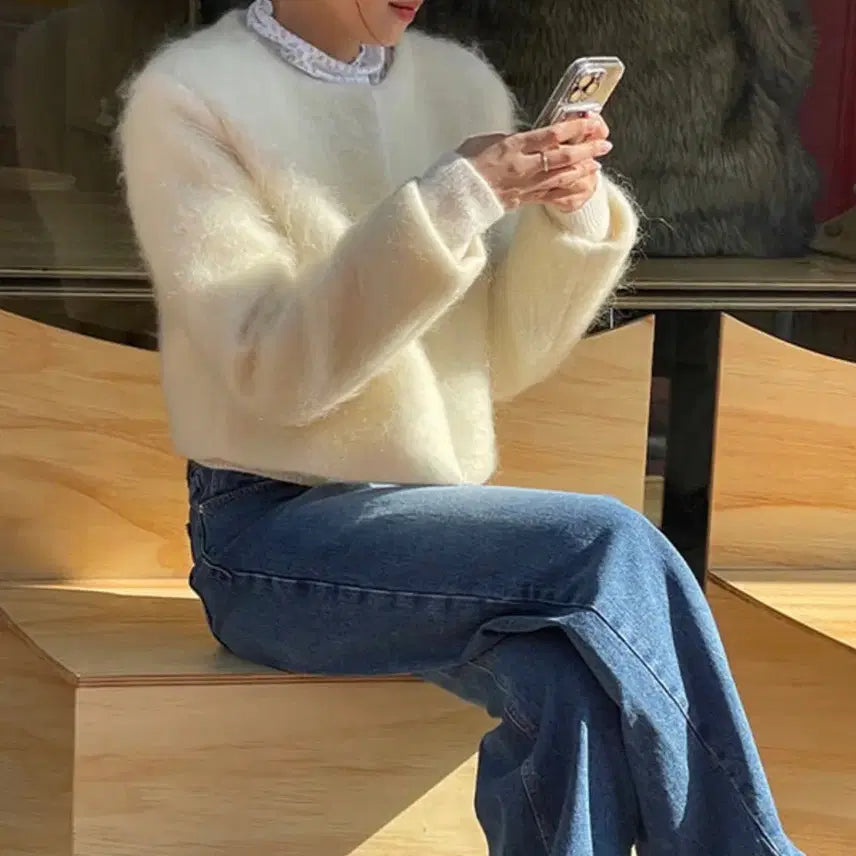 [BUNJANG] Mosher Mosher Mohair Fur Crop Jacket Short Coat / (새상품) 모슈파모슈 모헤어 퍼 크롭 자켓 숏코트