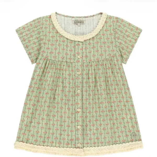 [BUNJANG] Koiseo Fringe Shirring Blouse Light Green Size 1 / 코이세이오 프린지 셔링 블라우스 라이트 그린 1사이즈