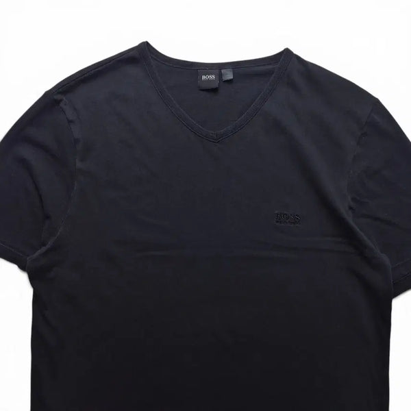 [BUNJANG] Hugo Boss V-Neck T-Shirt Black Logo Embroidery / [3일간 20%할인] [L] 휴고보스 V넥 티셔츠