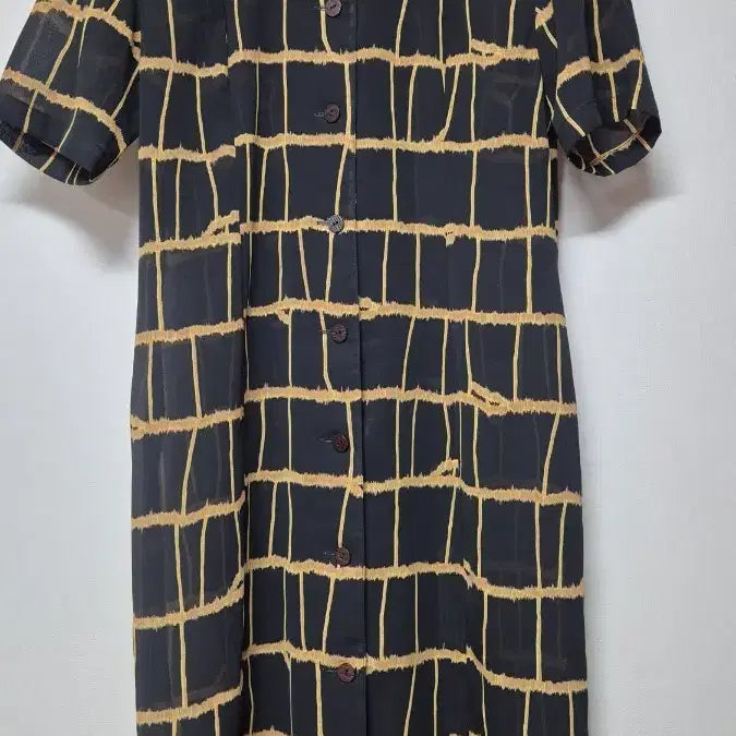 [BUNJANG] Sheer Checkered Blouse Dress / 시스루 블라우스 원피스 체크 패턴