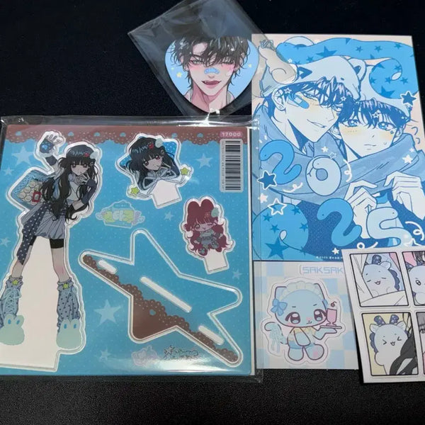 [BUNJANG] Mengsu Store Otaku Girls Toto Assemble Acrylic Stand & Can Badge Bundle Set / 맹수상점님 오타쿠 소녀들 토토 조립형 아크릴스탠드 캔뱃지 원가 이하 양도