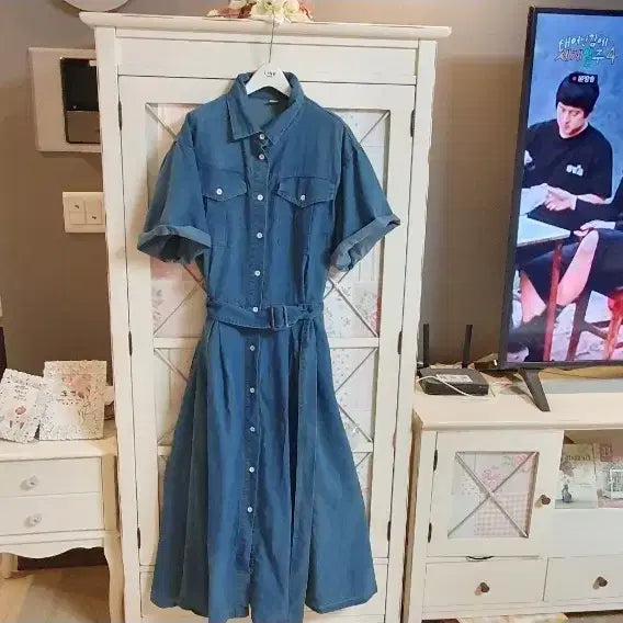 [BUNJANG] Denim Long Dress (Size 66-77) / 데님 롱원피스/66-77