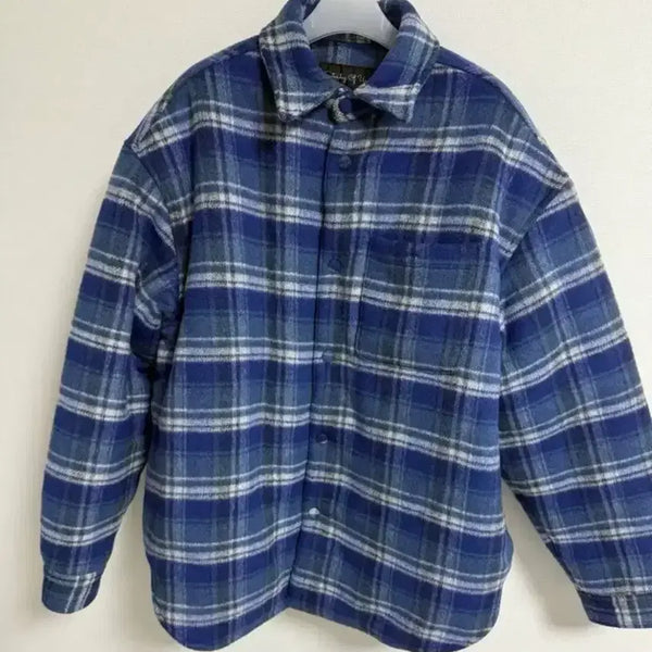 [BUNJANG] STU Blue Check Padded Shirt / STU 블루 체크 패딩 셔츠