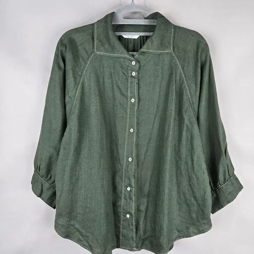 [BUNJANG] Pink Eye Women's Linen-Feel Overfit Puff Sleeve Blouse / [무료배송]핑크아이 F 여성 오퍼핏 퍼프소매 린넨느낌 블라우스