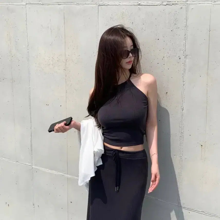 [BUNJANG] Halterneck Long Skirt Set / 홀터넥 롱스커트 세트