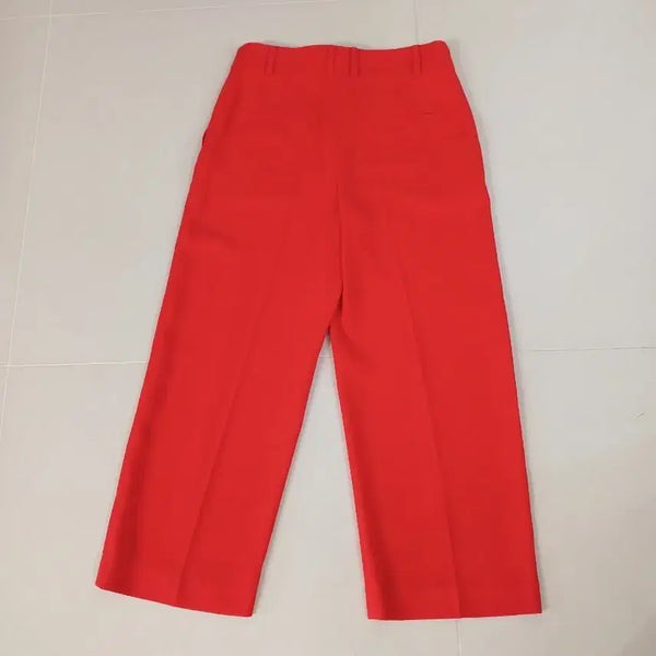 [BUNJANG] Second Floor Red Wide Pintuck Slacks / 세컨플로어 레드 와이드 슬랙스 여성
