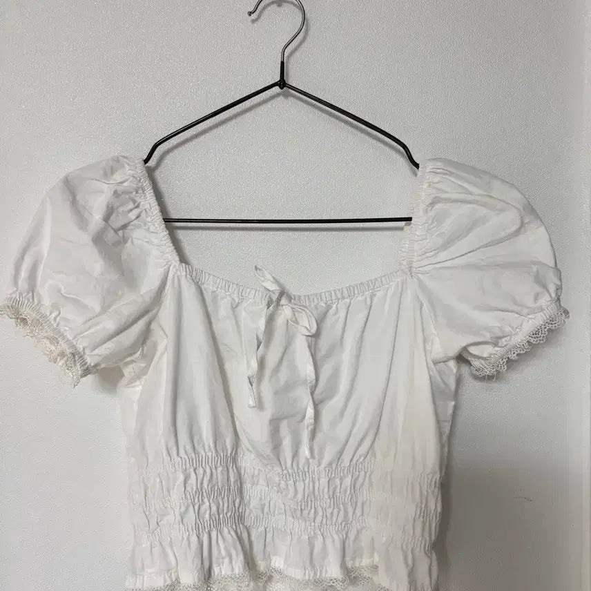 [BUNJANG] Shirring White Blouse / 셔링 화이트 블라우스