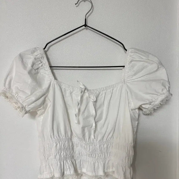 [BUNJANG] Shirring White Blouse / 셔링 화이트 블라우스