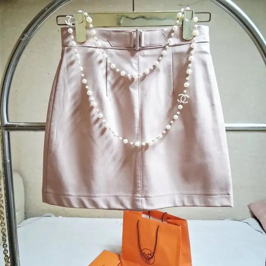 [BUNJANG] SIENNA Premium Pink Summer Leather Mini Skirt / SIENNA  고급 핑크 여름가죽 미니스커트