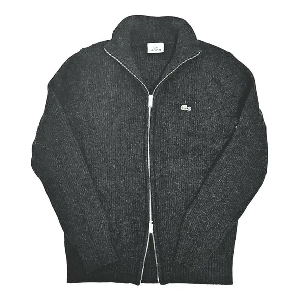 [BUNJANG] Lacoste Ribbed High Neck Full Zip Up 95 Navy / (무료배송) 라코스테 골지 하이넥 집업 95 네이비