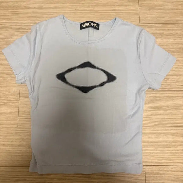 [BUNJANG] Mischief Rhombus Blur Crop T-Shirt Sky Blue / 미스치프 롬버스 블러 크롭 티셔츠 스카이블루