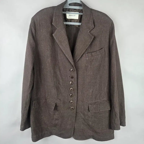 [BUNJANG] MASOF Linen Blend Oversized Boyfriend Fit Manish Jacket / [무료배송]MASOF 여성 F 오버핏 린넨 마 느낌 매니쉬 자켓 마소프