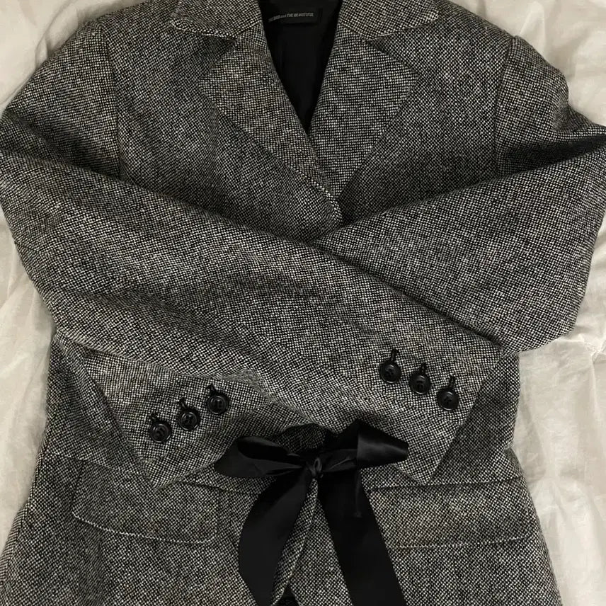 [BUNJANG] Wool Tweed Ribbon Lace Blazer / 울 트위드 리본 레이스 블레이저