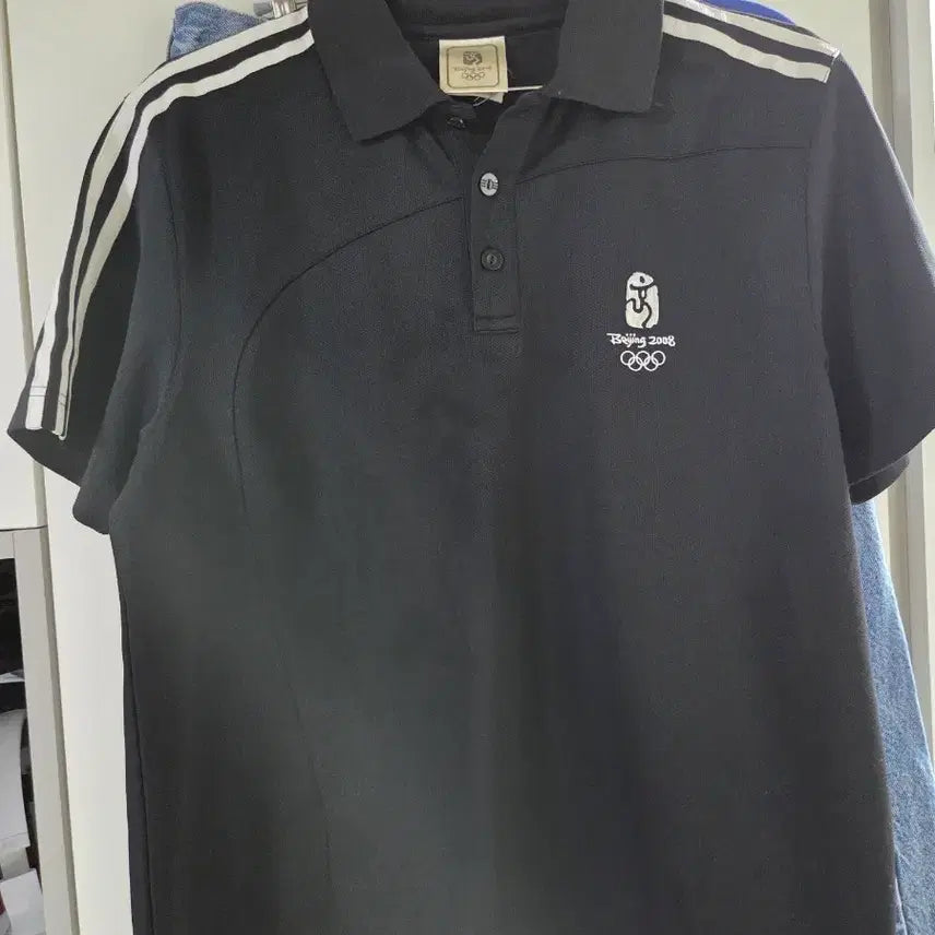 [BUNJANG] Adidas Beijing Olympics Short Sleeve Polo Shirt Black / 아디다스 베이징 올림픽 반팔 카라티 블랙
