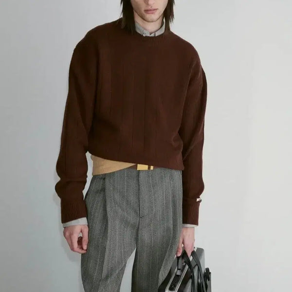 [BUNJANG] Recto Lovely Roundneck Knit Brown / 렉토 러블리 라운드넥 니트 브라운 M