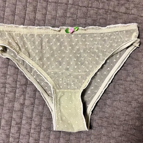 [BUNJANG] Used Mint Green See-Through Heart Panty / (중고) 연두 시스루 하트 팬티