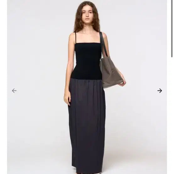 [BUNJANG] Amomento Nylon Knit Maxi Dress Charcoal / 아모멘토 원피스 Nylon Knit Maxi Dress, Charcoal
