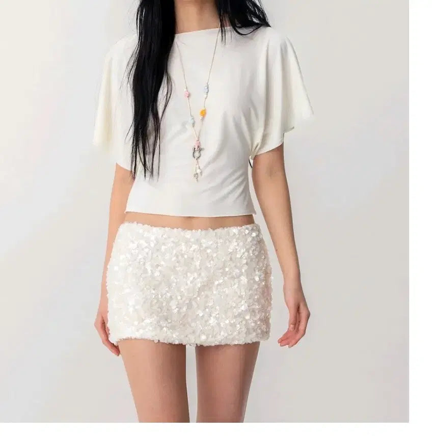 [BUNJANG] Glony Core Half T-Shirt Ivory / 글로니 코어 하프 티  아이보리