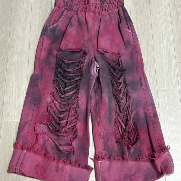 [BUNJANG] Punk Style Distressed Cotton Pants / 펑크 데미지 팬츠