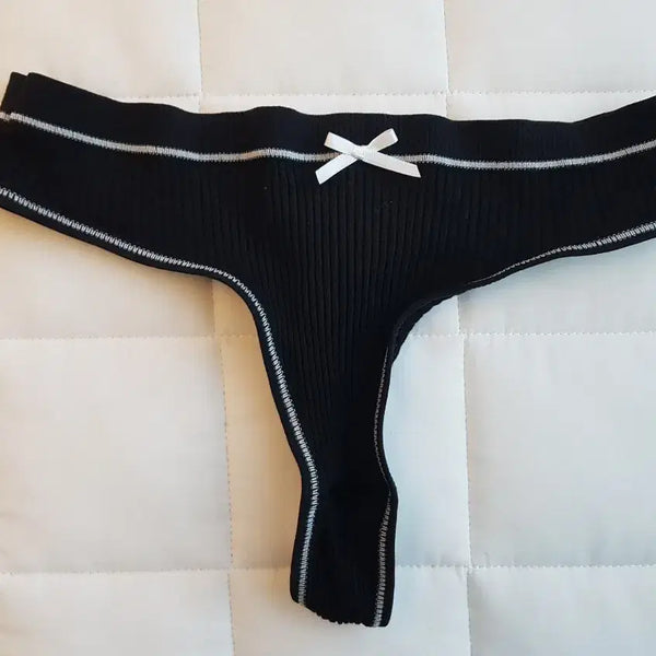 [BUNJANG] Black Ribbon Women's Thong - Used / 블랙 리본 여성 티팬티>>중고