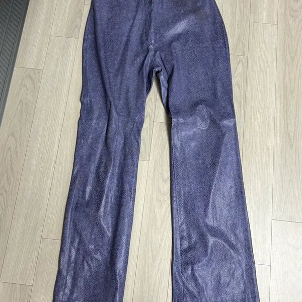 [BUNJANG] Purple Leather Python Pattern Pants / 레더 퍼플 파이톤 팬츠