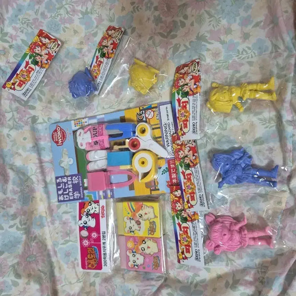 [BUNJANG] Wedding Peach & Banga Banga Hamster Eraser Set / 고전문구 웨딩피치 방가방가햄토리 포함 지우개 일괄판매