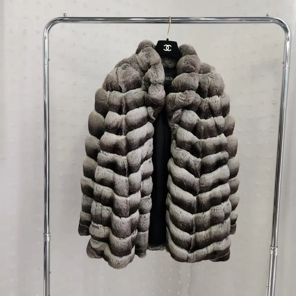 [BUNJANG] Real Chinchilla Fur Coat (Damaged) / 하자있는 리얼 친칠라 모피 코트