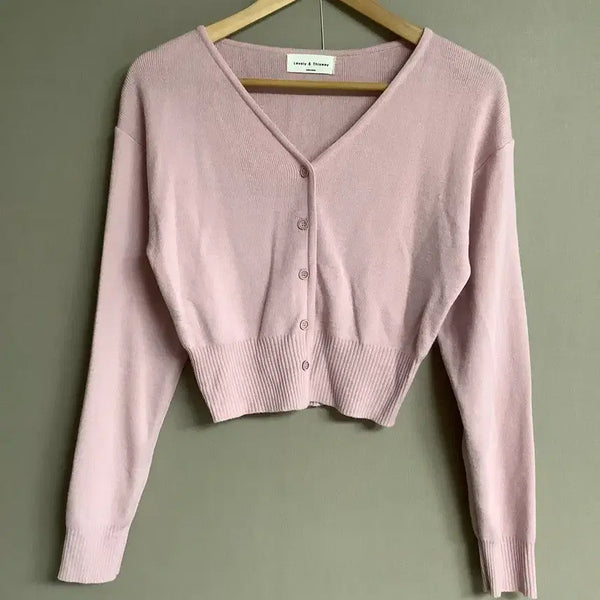 [BUNJANG] Pink V-Neck Cardigan / 연핑크 브이넥 가디건 여성가디건