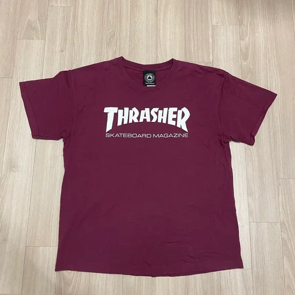 [BUNJANG] Thresh Logo Short Sleeve T-Shirt Burgundy L / 트레셔 로고 반팔티 버건디 L