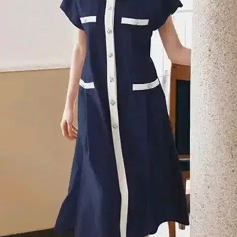 [BUNJANG] Karl Lagerfeld Navy Midi Dress / 칼라거펠트 네이비 원피스