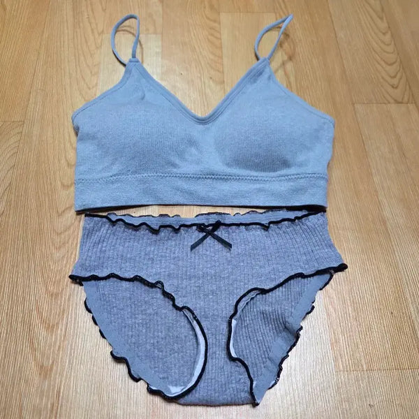 [BUNJANG] Tank Top Grey Panty Set / 탱크탑 그레이 팬티 세트 여자 여성 중고 속옷 07142