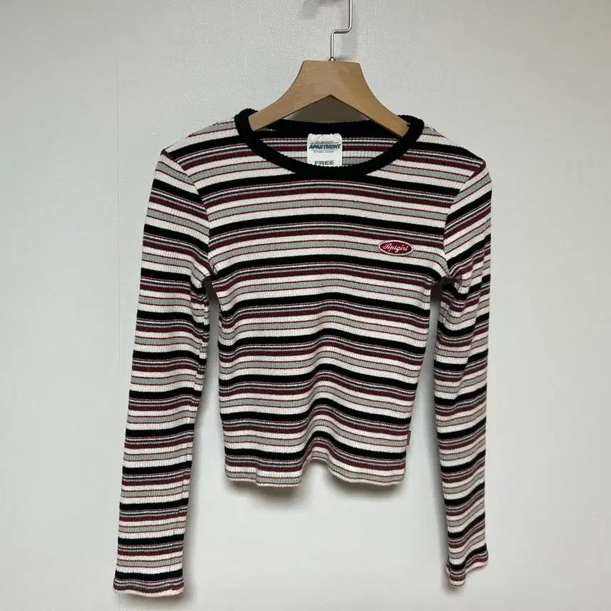 [BUNJANG] APARTMENT Striped Long Sleeve T-Shirt / [정품] 아파트먼트(APARTMENT) 스트라이프 긴팔 티셔츠 (FREE)