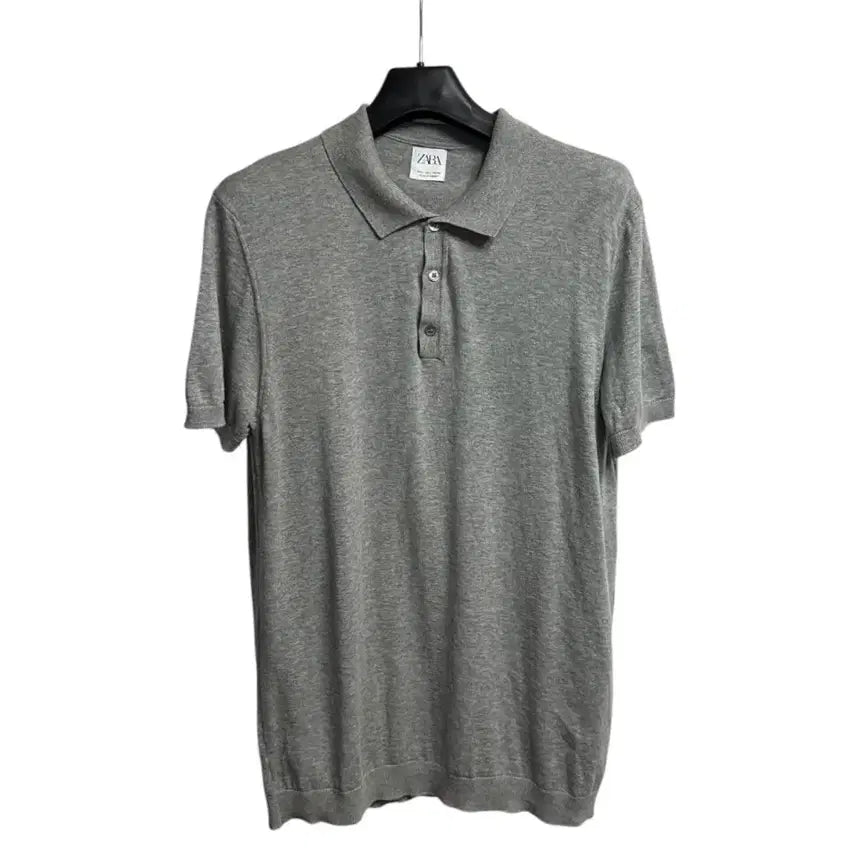 [BUNJANG] ZARA Cotton Knit Polo Shirt Melange Grey L Size / 자라 코튼 카라니트 멜란지그레이 L size