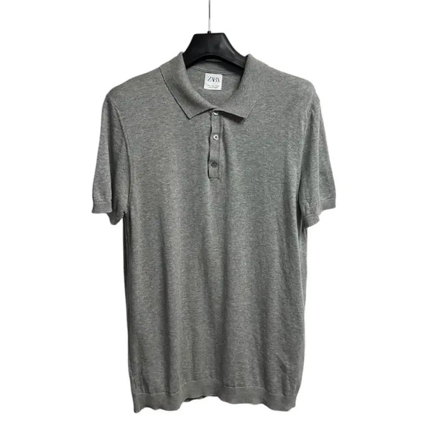 [BUNJANG] ZARA Cotton Knit Polo Shirt Melange Grey L Size / 자라 코튼 카라니트 멜란지그레이 L size