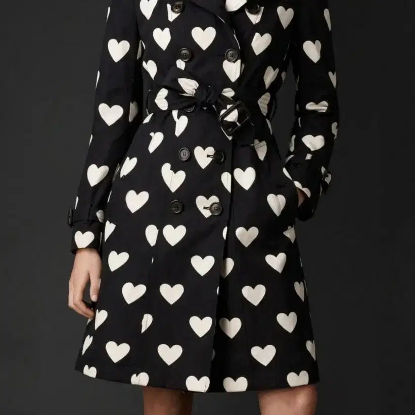 [BUNJANG] Burberry Heart Print Silk Blend Trench Coat UK 6 / 정품 버버리 하트 실크 트렌치코트 UK6