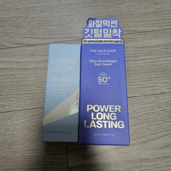 [BUNJANG] The Face Shop Power Long-Lasting Sun Cream SPF50+ PA++++ & Forencos Hydro Lock Sun Serum UV Essence (Sealed) / (미개봉) 더페이스샵 파워 롱래스팅 선크림, 포렌코즈 선세럼