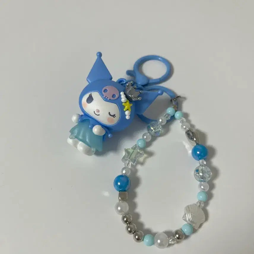[BUNJANG] Sanrio Kuromi Beaded Strap Keychain / 산리오 쿠로미 비즈 스트랩 키링