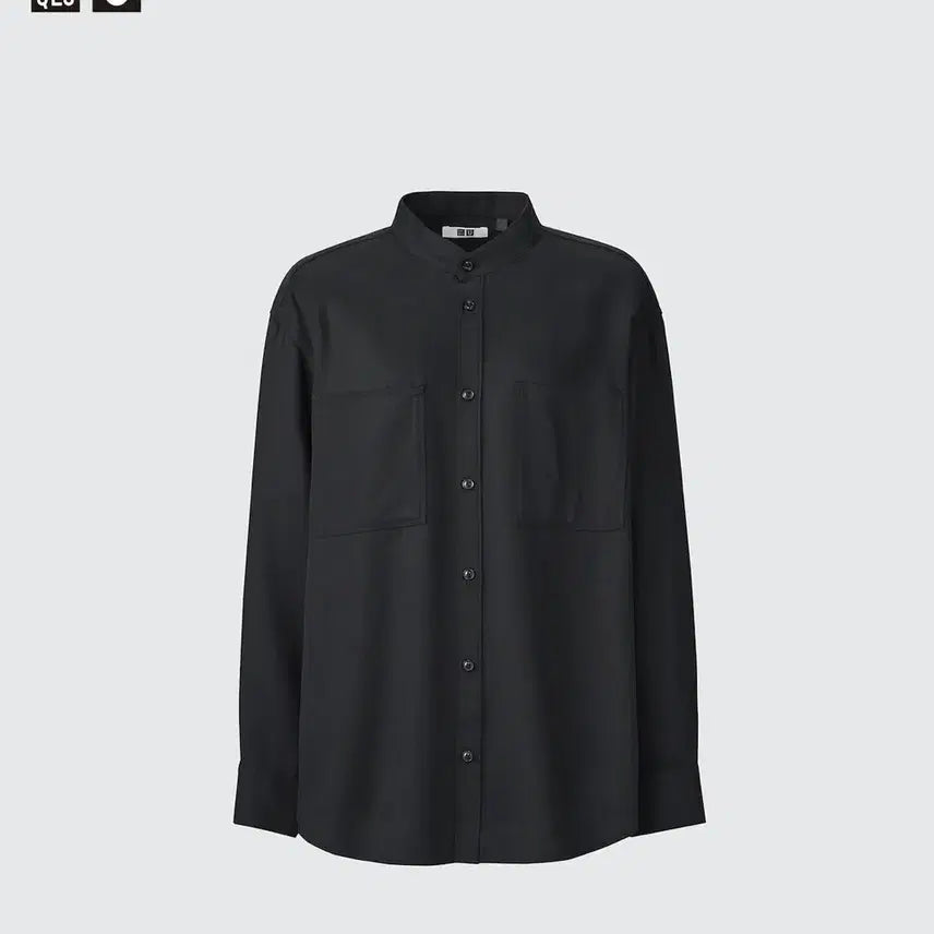 [BUNJANG] Uniqlo U China Collar Shirt Relaxed Fit Black / [L]유니클로u 차이나 카라 셔츠 밴드 칼라 릴랙스 블랙