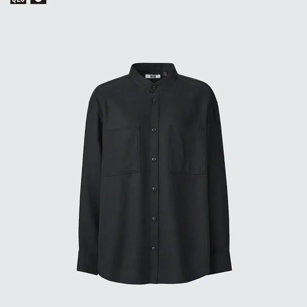 [BUNJANG] Uniqlo U China Collar Shirt Relaxed Fit Black / [L]유니클로u 차이나 카라 셔츠 밴드 칼라 릴랙스 블랙