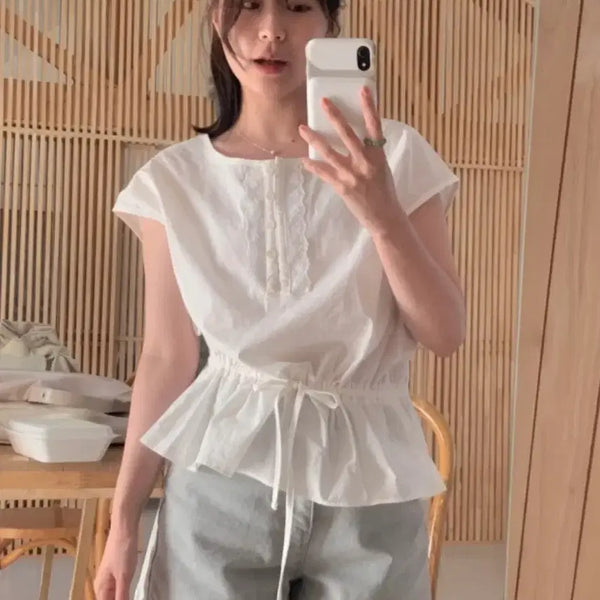 [BUNJANG] Oini Matcha Lace Cap Sleeve Blouse / 오이니 matcha 블라우스 제이투유 제니오 더바넷 퍼빗