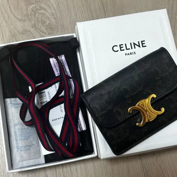 [BUNJANG] Celine Triomphe Canvas Card Holder Tan / 셀린느 트리오페 캔버스 카드지갑 탄