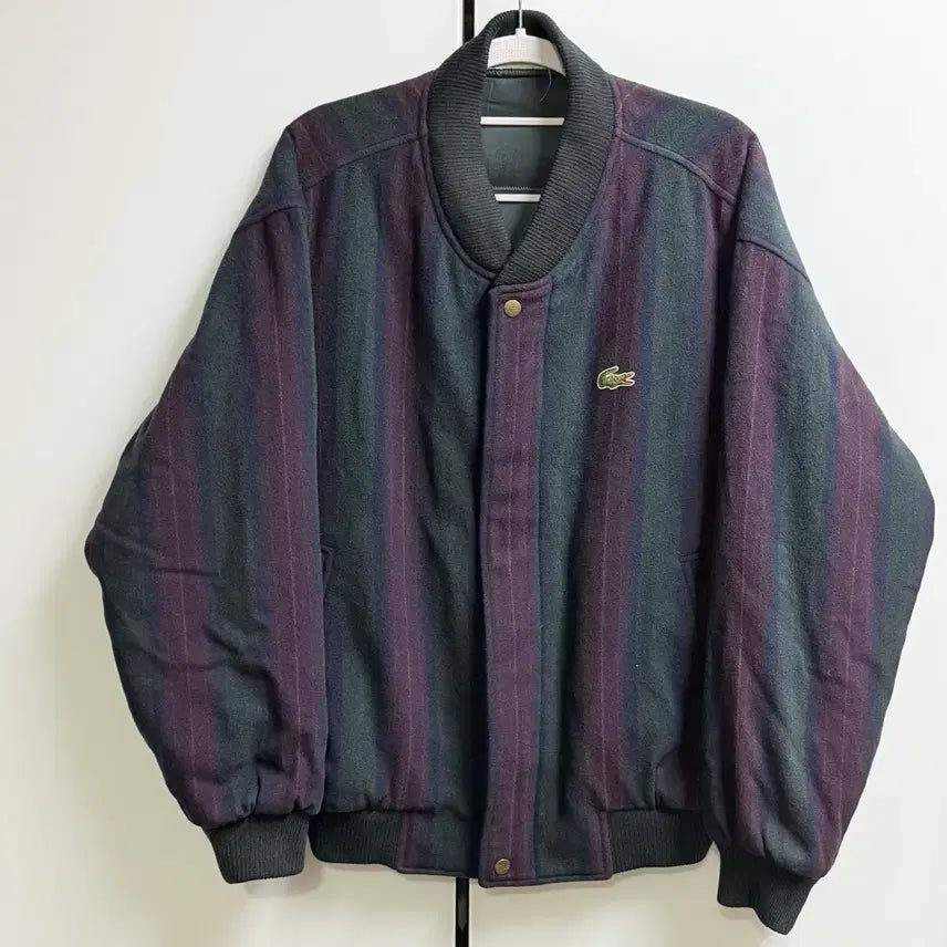 [BUNJANG] Lacoste 90s Stripe Wool Cropped Blouson Jacket / 90S Lacoste 라코스테 스트라이프 울 크롭 블루종 (95)