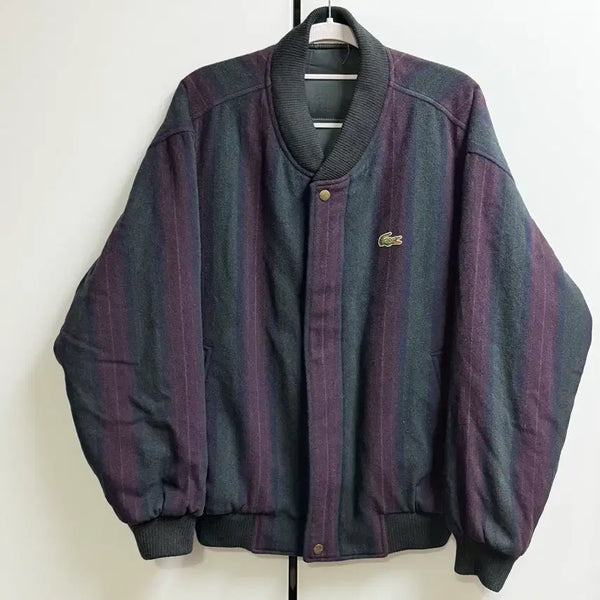 [BUNJANG] Lacoste 90s Stripe Wool Cropped Blouson Jacket / 90S Lacoste 라코스테 스트라이프 울 크롭 블루종 (95)