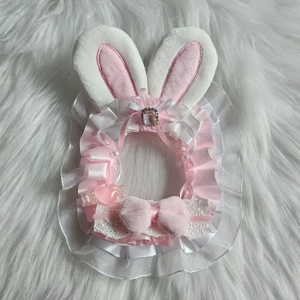 [BUNJANG] Pink Angel Rabbit Heart Gemstone Top Loader Decor Set / 레이스탑꾸 핑크 엔젤토끼 하트 보석 탑로더 꾸미기 탑꾸 포토카드