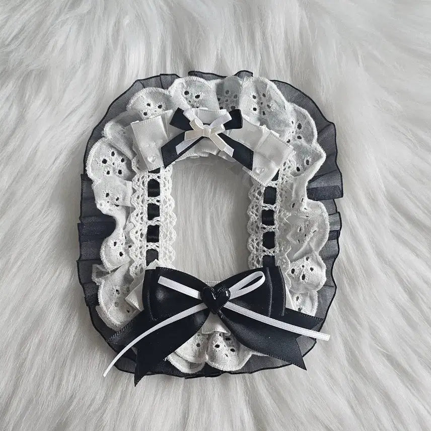 [BUNJANG] Handmade Lace Toploader Deco Card Holder - White/Black Ribbon Balletcore Heart Neko / 레이스탑꾸 화이트 블랙 리본 발레코어 하트 네코 탑로더 꾸미기 아이돌
