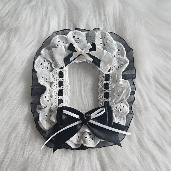 [BUNJANG] Handmade Lace Toploader Deco Card Holder - White/Black Ribbon Balletcore Heart Neko / 레이스탑꾸 화이트 블랙 리본 발레코어 하트 네코 탑로더 꾸미기 아이돌
