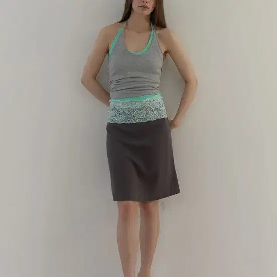 [BUNJANG] Asura Lace Waist Skirt Charcoal / 새상품) 아수라 LACE WAIST SKIRT 레이스 스커트 차콜