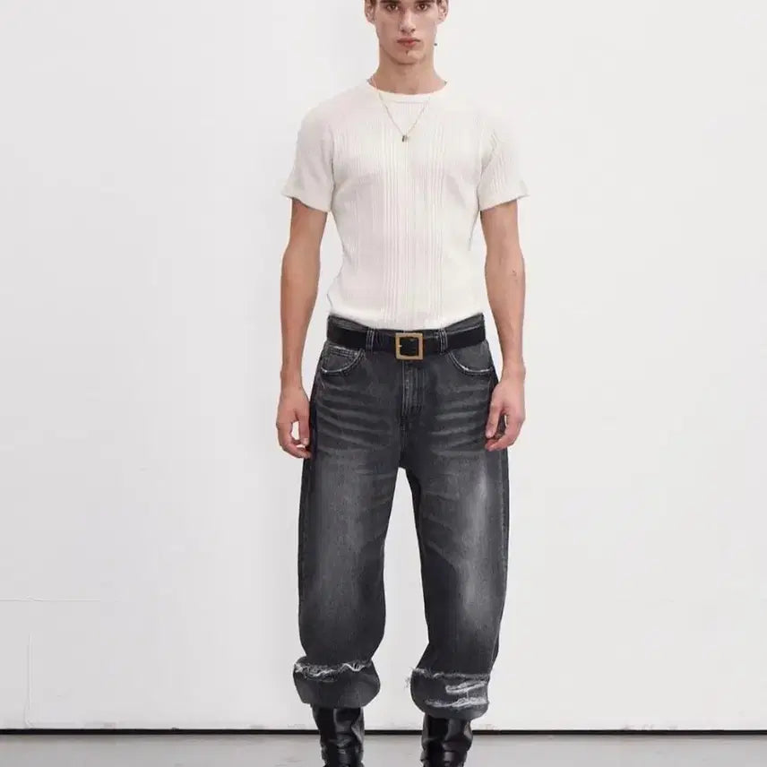 [BUNJANG] Recto Destroyed Denim Pants Black S / 렉토 디스트로이드 데님 팬츠 블랙 S