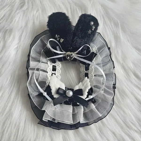 [BUNJANG] Handmade Lace Top Loader Decoration Set - Black, White, Rabbit, Maid, Ribbon, Balletcore / 레이스탑꾸 블랙 화이트 토끼 메이드 리본 발레코어 탑로더 꾸미기 아이돌포